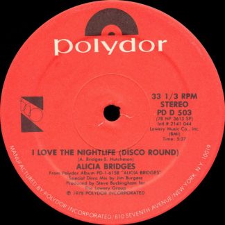 Alicia Bridges ‎– I Love The Nightlife (Disco Round)  12"