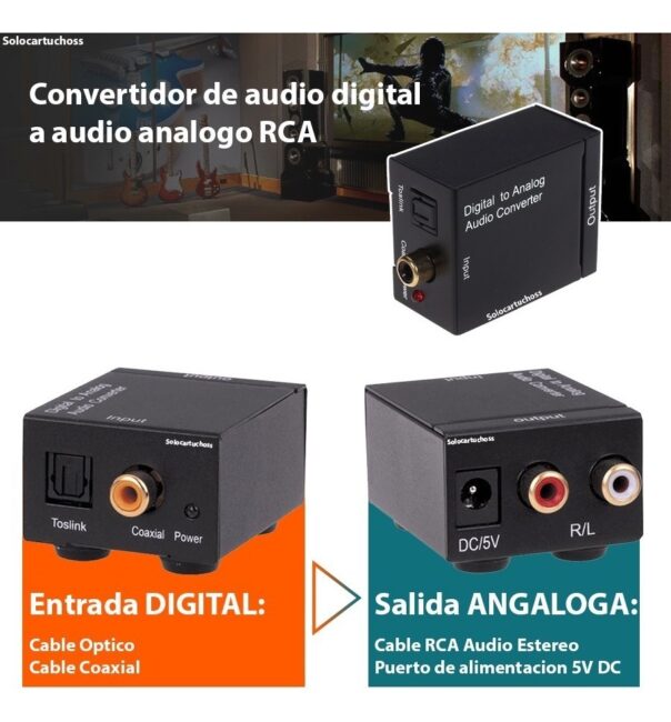 Conversor Audio Digital Coaxial O Fibra Optica Toslink A Rca