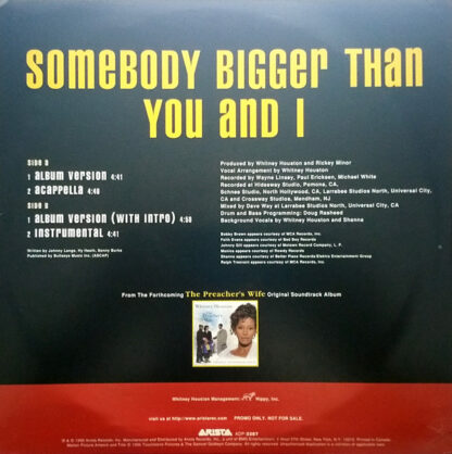 Whitney Houston ‎– Somebody Bigger Than You And I     12" - Imagen 2