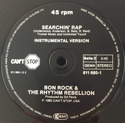 Bon Rock & The Rhythm Rebellion – Searchin' Rap    12" - Imagen 2
