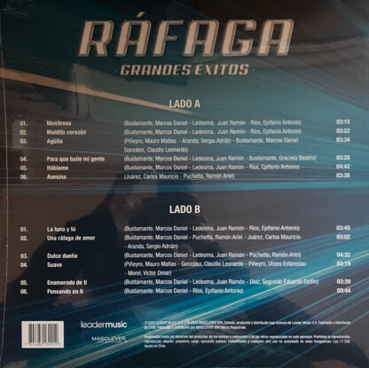 Rafaga – GRANDES EXITOS     LP Album   ( nuevo ) - Imagen 2