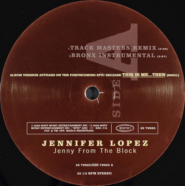 Jennifer Lopez – Jenny From The Block Vinilo, 12", 33 ⅓ RPM, Stereo ( epoca )