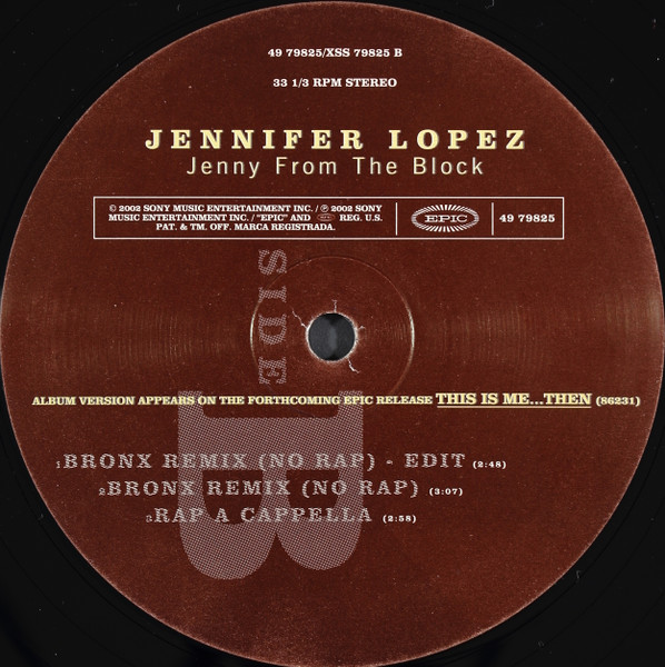 Jennifer Lopez – Jenny From The Block Vinilo, 12", 33 ⅓ RPM, Stereo ( epoca ) - Imagen 2