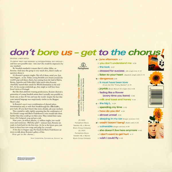 Roxette – Don't Bore Us - Get To The Chorus! (Roxette's Greatest Hits) 2 x Vinilo, LP, Compilation, Reissue, Remastered, 30th Anniversary Edition ( nuevo ) - Imagen 2