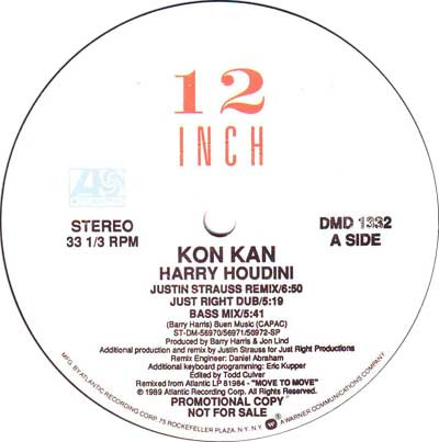 Kon Kan – Harry Houdini Vinilo, 12", Promo, Single ( epoca )