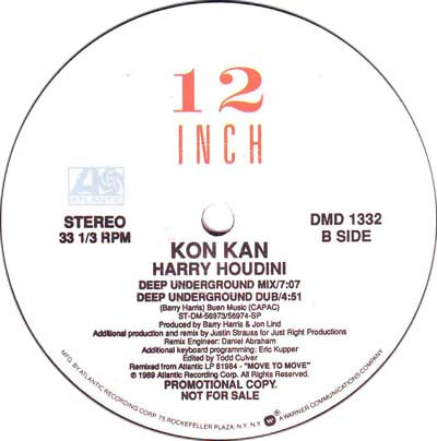 Kon Kan – Harry Houdini Vinilo, 12", Promo, Single ( epoca ) - Imagen 2