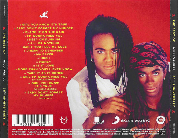 Milli Vanilli – The Best Of Milli Vanilli (35th Anniversary) CD, Compilation ( nuevo ) - Imagen 2
