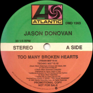 Jason Donovan – Too Many Broken Hearts   Vinilo, 12", Promo, 33 ⅓ RPM    ( epoca )